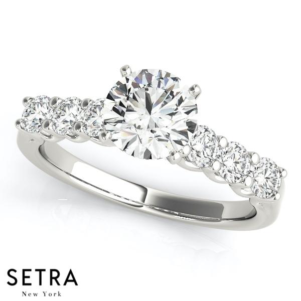 DIAMOND ENGAGEMENT RING SINGLE ROW PRONG SET 14K GOLD