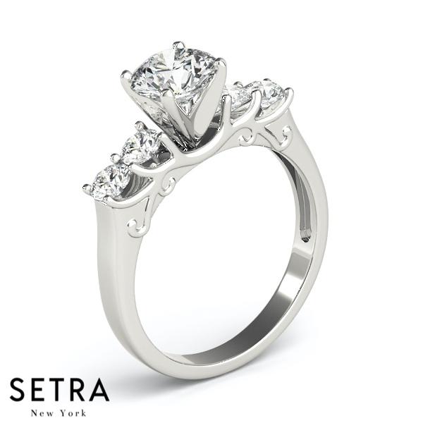 DIAMOND ENGAGEMENT RING SINGLE ROW PRONG SET 14K GOLD
