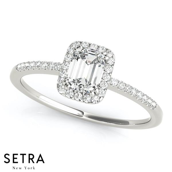 Agnes Emerald Pavé Halo Engagement Ring