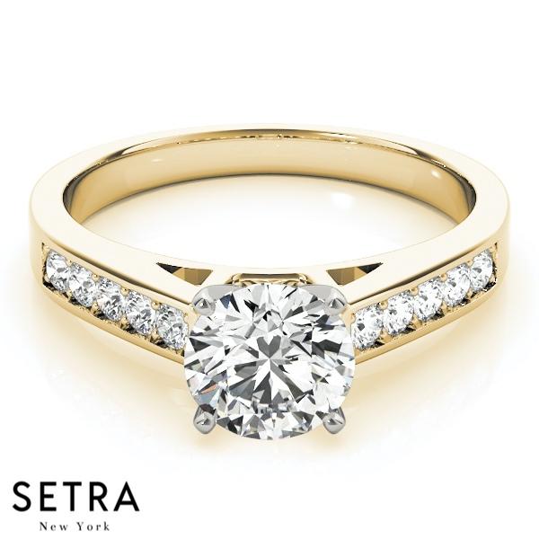 PETITE DIAMOND ENGAGEMENT RINGS SINGLE ROW PRONG SET 14K GOLD