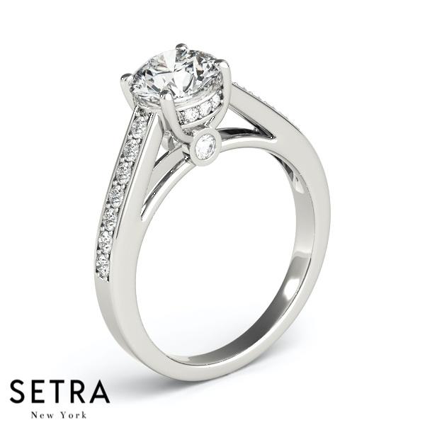 PETITE DIAMOND ENGAGEMENT RINGS SINGLE ROW PRONG SET 14K GOLD