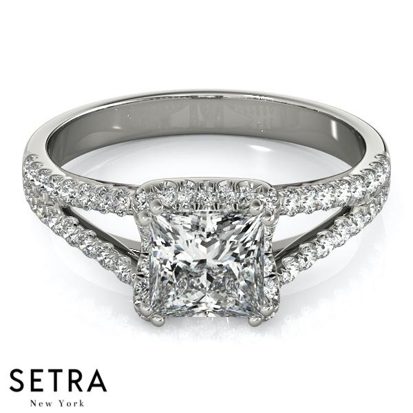 14K GOLD DIAMONDS ENGAGEMENT RINGS HALO FOR SQUARE & CUSHION