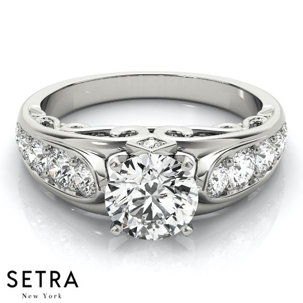 14K GOLD DIAMOND ENGAGEMENT RINGS SINGLE ROW PRONG SET