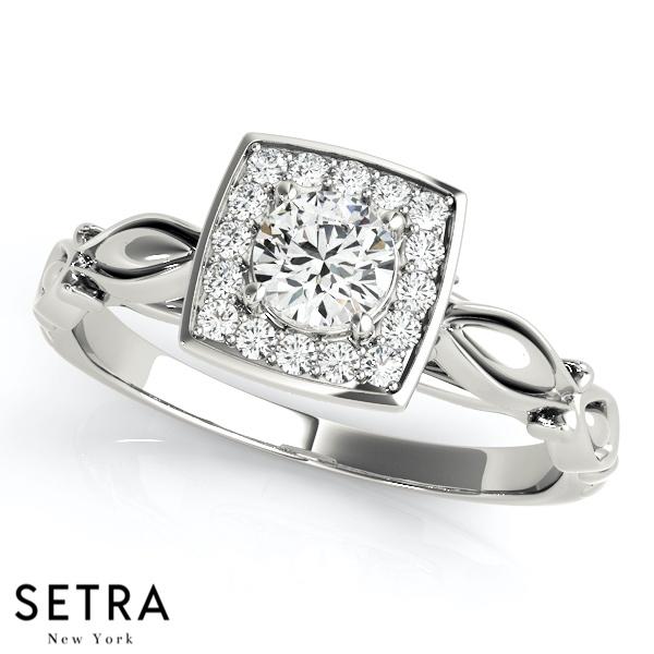 VINTAGE SEMI MOUNTS DIAMONDS ENGAGEMENT HALO 14K GOLD RINGS