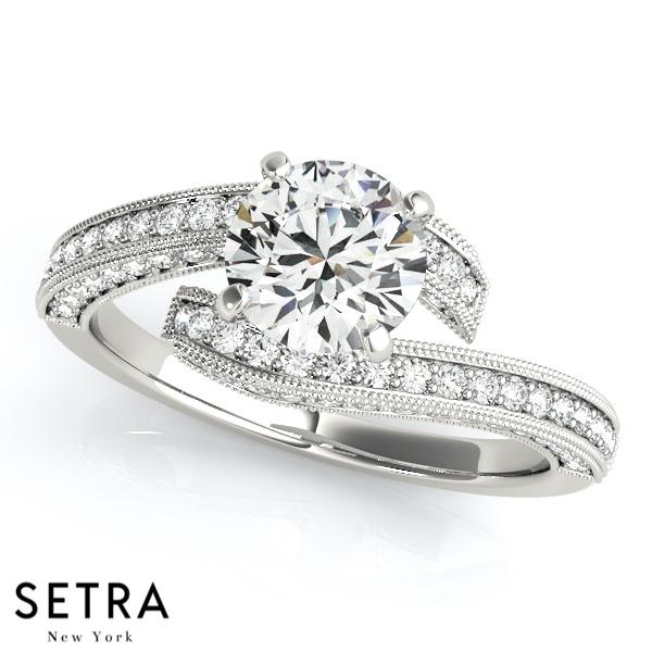 VINTAGE 14K FINE GOLD DIAMONDS SOLID WOMEN'S ENGAGEMENT RINGS BYPASS