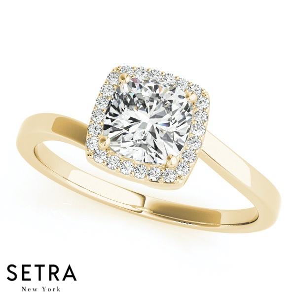 BYPASS 14K GOLD DIAMONDS ENGAGEMENT RINGS HALO FOR SQUARE & CUSHION