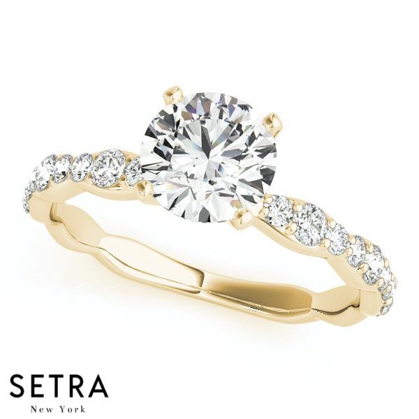 18K FINE GOLD SEMI-MOUNTS ENGAGEMENT RING SINGLE ROW PRONG SET