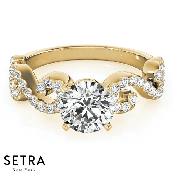 18K FINE GOLD ELEGANT LINK CHANE ENGAGEMENT DIAMONDS RING