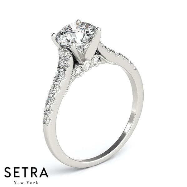 SINGLE ROW DIAMOND ENGAGEMENT RING 14K GOLD