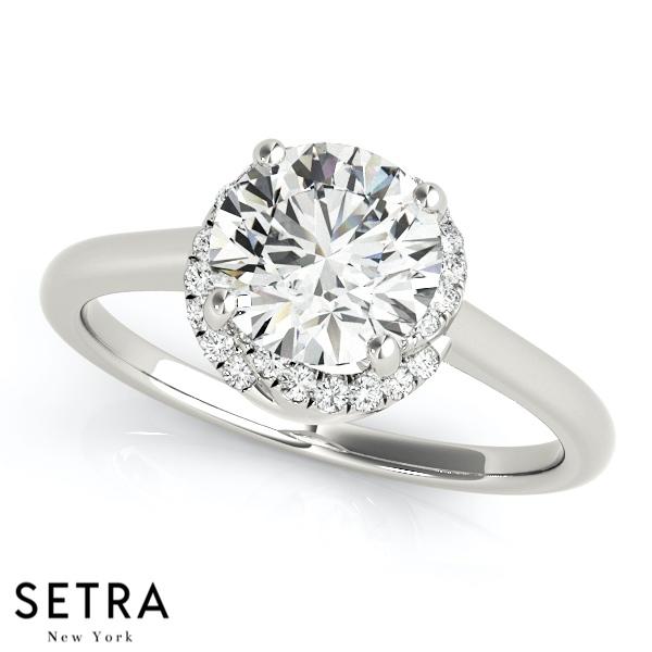 ELEGANT STYLE SEMI-MOUNT HALO STYLE ROUND CUT ENGAGEMENT 18K ROSE GOLD RING