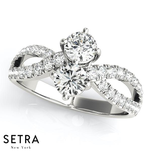14K Gold Split Shank Forever Us Two Stone Style Engagement ring