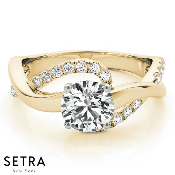 14K FINE GOLD DIAMONDS SOLID WOMEN'S ENGAGEMENT RINGS BYPASS