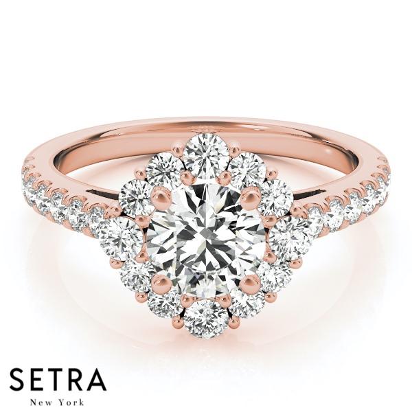 ANTIQUE ROUND CUT DIAMONDS ENGAGEMENT RING 18K YELLOW GOLD
