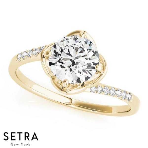 18K FINE GOLD DIAMONDS SOLID WOMEN'S ENGAGEMENT RINGS BYPASS