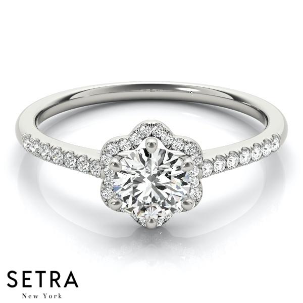 18 FINE GOLD WOMEN'S DIAMONDS HALO SEMI-MOUNT ENGAGEMENT RINGS