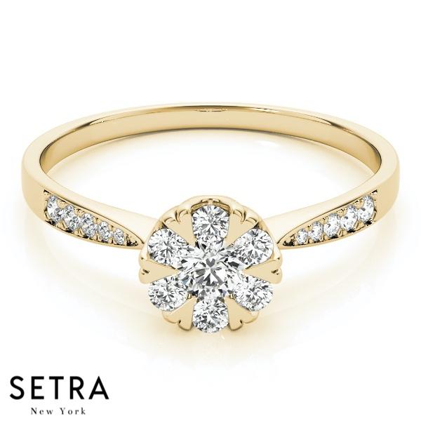 CLASSIC ELEGANT DIAMONDS ROUND CUT ENGAGEMENT HALO RING 14K GOLD
