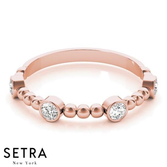 18K FINE ROSE GOLD DIAMOND BAND RING