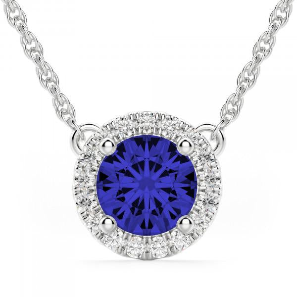 HELO DIAMOND & SAPPHIRE NECKLACE 14K GOLD