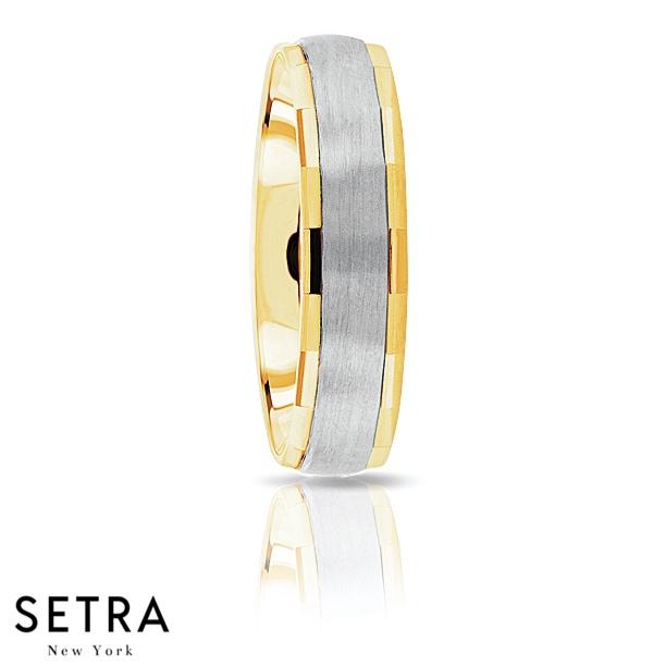 Round Domed Shank Designer For Him & Hers Solid Wedding Band 14K Gold