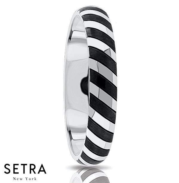 Fancy Zebra Style Shank Designer For Him & Hers Solid Wedding Band 14K Gold