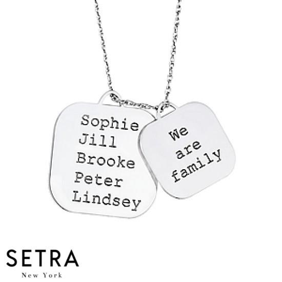 2 PC FAMILY BLOCK NECKLACE PERSONALIZED 14K GOLD