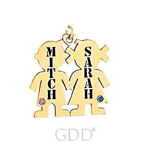BOY AND GIRL NECKLACE WITH THEIR NAME 14K GOLD