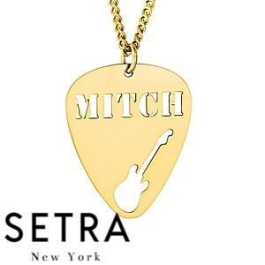 GUITAR PICK W/ GUITAR CUT OUT NECKLACE 14K GOLD