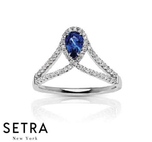 DESIGNER VINTAGE FINE 14K GOLD WITH DIAMOND & SAPPHIRE GEM RING