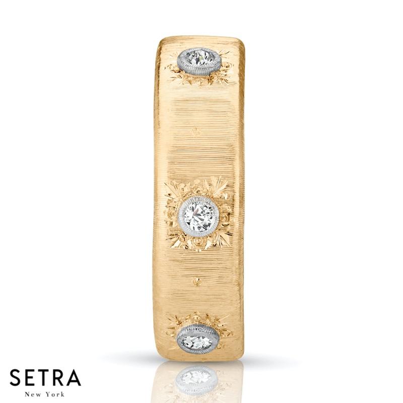 18K YELLOW FINE GOLD & DIAMOND HIS & HERS WEDDING RING