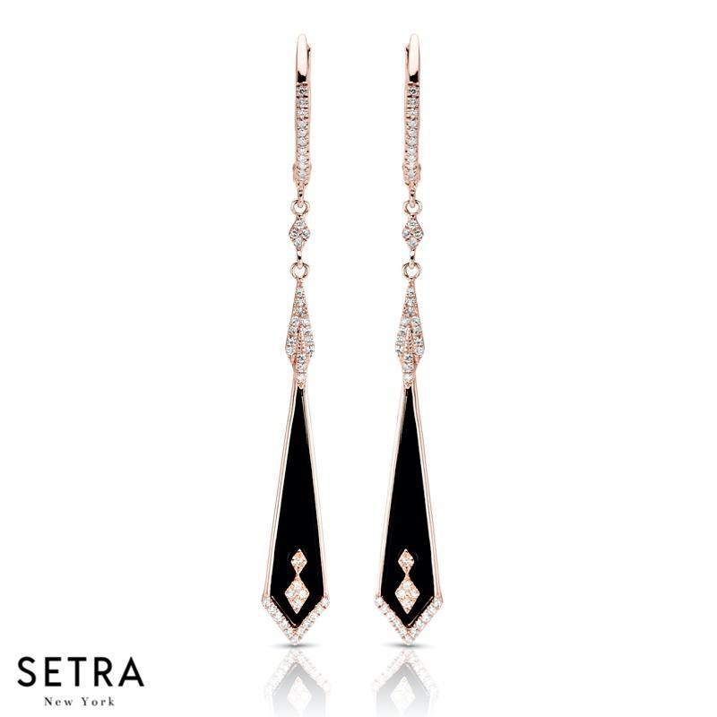 DESIGNER 14K FINE ROSE GOLD DIAMONDS DESIGNER CHANDELIER EARRING