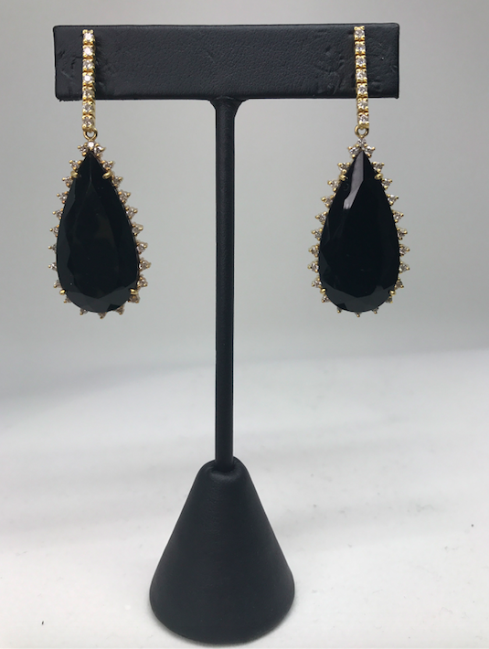 Pear Black Onyx and Diamonds