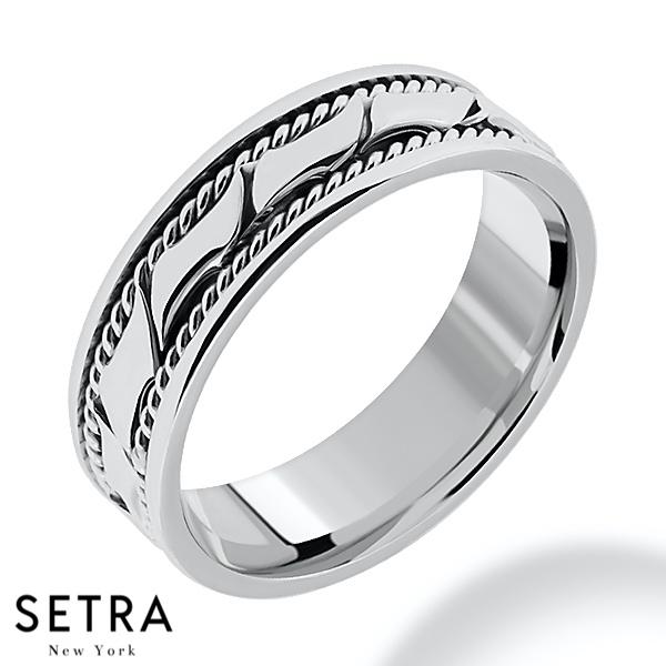 Hand Craft Work Designer For Him & Hers Solid Wedding Band 14K Gold