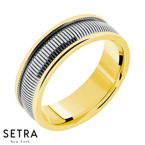 Hand Craft Work Designer For Him & Hers Solid Wedding Band 14K Gold