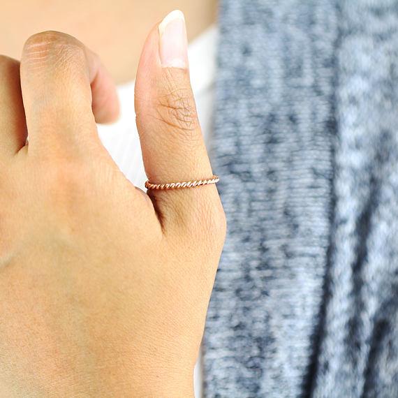 TWISTED HAND MADE BAND STACKABLE 14K GOLD