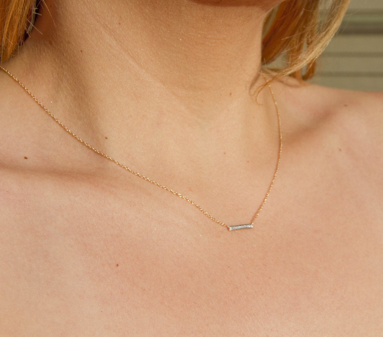 DIAMOND BAR NECKLACE 14K GOLD